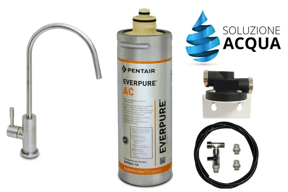 SOLUZIONEACQUA KIT FILTRAZIONE ACQUA DA BERE EVERPURE AC EV960112 FILTRO CON RUBINETTO DEPURATA