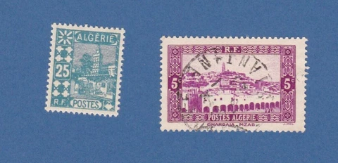 2 Algeria Stamps 1920s-1930s #42 Unused #82 Used Cover