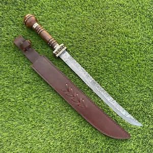 Beautiful Custom Made Damascus Steel Sword w/Sheath Collectible Battle Ready, 66 - Picture 1 of 6
