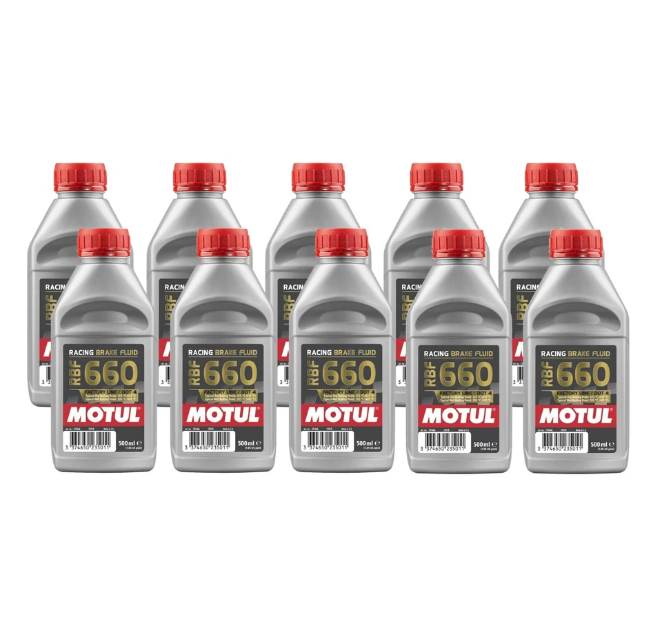 Fluido de freio de corrida Motul DOT4 RBF 660 FACTORY LINE 5L totalmente sintético 10 x 0,5L - Imagem 1 de 1