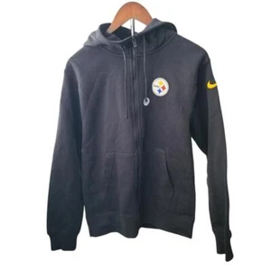 Nike Pittsburgh Steelers Mens Black Sideline Club Long Sleeve Full Zip Hoodie - Picture 1 of 6
