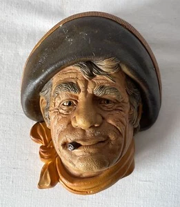 Vintage COWBOY Kreidekopf Chalkware Wandbehang wie Bossons - Bild 1 von 14
