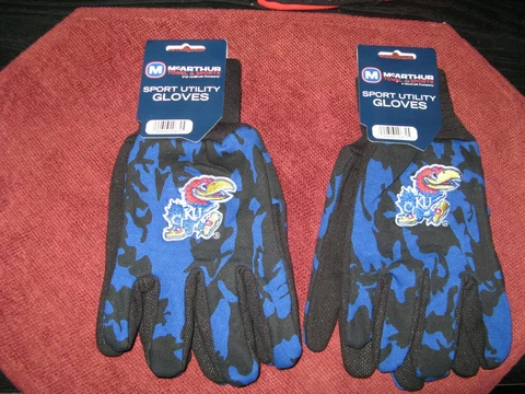 TWO (2) PAIR OF KANSAS JAYHAWKS, SPORT UTILITY GLOVES FROM FOREVER COLLECTABLE Cover