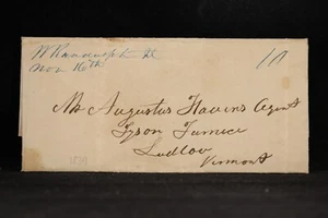Vermont: West Randlolph 1839 Stampless Cover, Ms, 10c Rate to Ludlow - Picture 1 of 5