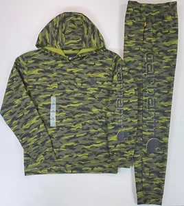 Boy's Carhartt Fleece Camo Logo Sweatpant Sweats Joggers & Hoodie Set NEW - Picture 1 of 5