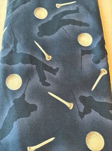 50" x 44" Golfbälle Tees dunkelblau Stoff Golfer Andover Hills Material - Bild 1 von 6