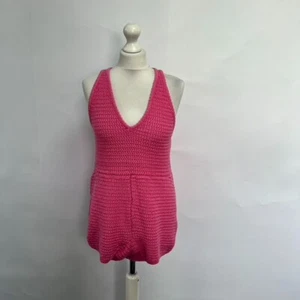 Free People Clear Skies Crochet Knit Romper. Pink. Small. RRP £58  New with tags - Picture 1 of 5