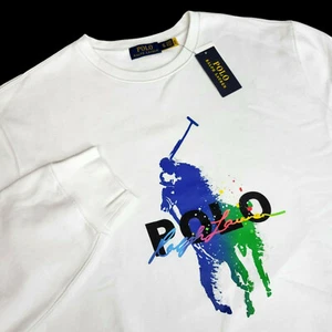 Polo Ralph Lauren Mens Medium XL XXL Big Pony Paint Splatter Sweatshirt White - Picture 1 of 9