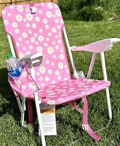 C&C California Beach Chair Kids 6+ Daisy Adjustable Pink Shoulder Straps Pocket - Picture 1 of 10