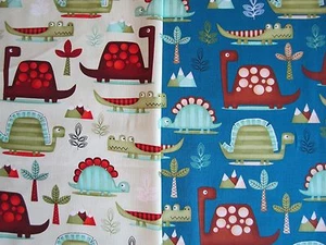 Dino-rific Dinasaurs on pale olive green 100% cotton Fabric from Studie E - Picture 1 of 4
