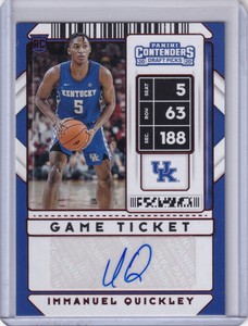 Immanuel Quickley 2020 Panini Contenders Draft Picks Game Ticket Rc Auto