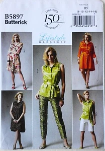 Butterick 5897 Misses Tops Dress Slip Belt Shorts Pants Sewing Pattern Sz 8-16 - Picture 1 of 1