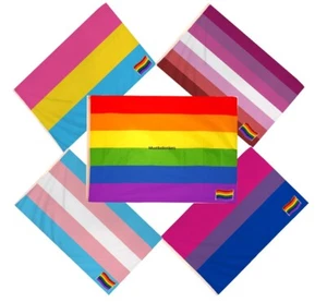 Banderas y prendedor de bandera del Orgullo Gay de 5 pies insignia - arco iris / lesbianas / transexuales - Imagen 1 de 8