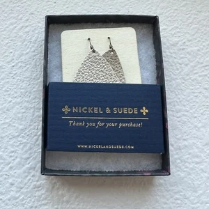 Nickel & Suede Leather Earrings, New! - Picture 1 of 5