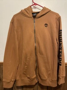 Timberland Full Zip Hoodie Youth XL 18-20 Brown Logo Long Sleeve Spellout - Picture 1 of 6