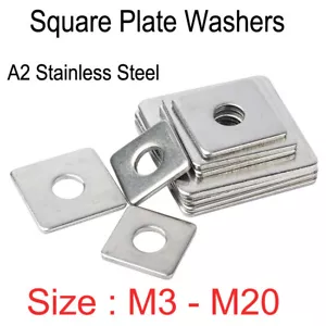 Square Plate Washers A2 Stainless Steel M3 M4 M5 M6 M8 M10 M12 M14 M16 M18 M20 - Picture 1 of 14