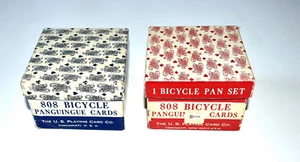 808 Bicycle Pan Playing Cards~2 Sets Red & Blue~Panguingue~Good Plus~Free Ship - Picture 1 of 3