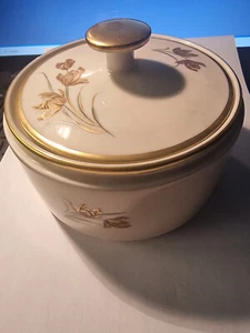 Dose Porzellan Blatt vergoldet Alka Kunst Signiert Isolde kas :  Krokusblüten - Bild 1 von 3