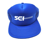 SCI Technology Mütze Kappe blau Erwachsene gebraucht Netz Druckknopflasche Vintage B29D