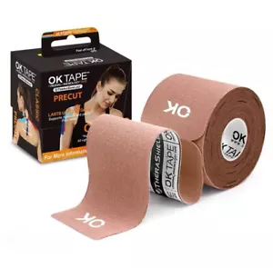 20 Precut Pieces Set of 3 Rolls OK Tape Kinesiology Roll 2” x 5 Meters Beige - Picture 1 of 7