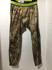 Boys Under Armour Leggings Size YLg Real tree Scent Control Camo/hunting - Picture 1 of 5
