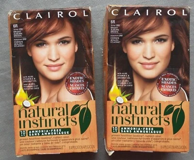 2 Boxes Clairol Natural Instincts 6R Dark Brown Hair Color Dye 20RB No Ammonia  - Image 1 of 2