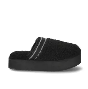 Schwarze Teddy Fleece Clog Hausschuhe für Damen von Joyspun - Bild 1 von 8