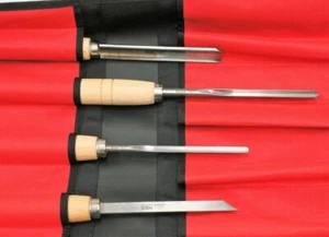 STUBAI Drechselmesser Set 4 tlg. S700004 Beitel Messer Drechseleisen in Tasche - Bild 1 von 3