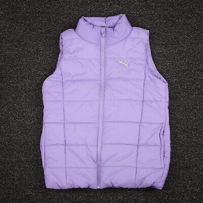 Puma Puffer Vest Girls Medium Purple Full Zip Sleeveless Embroidered Logo Youth • 16.96€