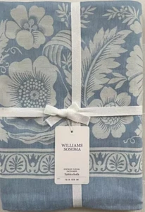 Williams Sonoma Vintage Floral Jacquard Tischdecke 70” x 108” Blau Neu mit Etikett - Bild 1 von 2