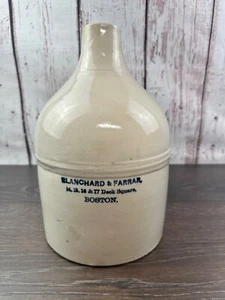 Antique Blanchard & Farrar Stoneware Whiskey Jug 14,15,16,17 Dock Square Boston - Picture 1 of 20