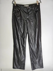 Zara Hose Damen Größe 8 Schwarz Kunstleder Gerades Bein Motorrad Biker - Bild 1 von 7