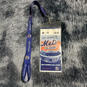 New York Mets Sept 28 2008 Shea Stadium Last Game Ticket Lanyard Collectors Set - Picture 1 of 2