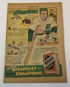 1947 Wheaties HANK GREENBERG Cartoon-Anzeige ~ Detroit Tigers - Bild 1 von 1