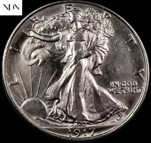 1917 Walking Liberty Half Dollar - Choice Almost Uncirculated AU - 90% Silver - Picture 1 of 2