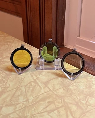 3 Leitz Camera Lens Filters Clamp On Yellow 1 & 2 / Green G1 *for Leica - Image 1 of 4