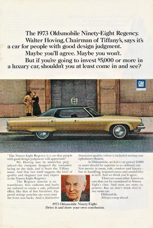 1973 Oldsmobile 98 Regency Vintage Original Print Ad - Image 1 of 1