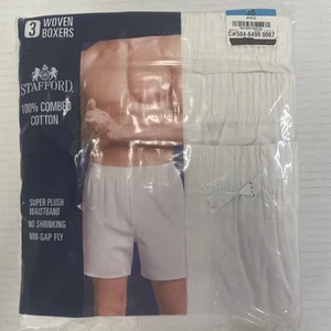 Vintage Stafford Boxer Shorts 3 Pair Men’s Size 36 White 100% Cotton NWT - Picture 1 of 6