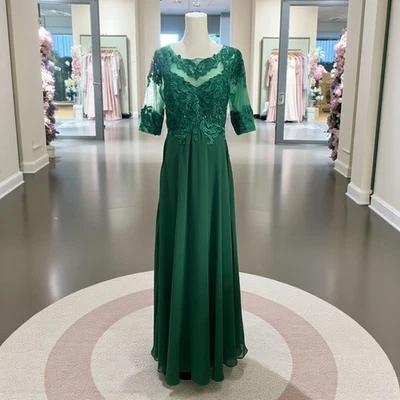 Elegante Vestido de Noche Formal de Encaje Verde Esmeralda Dama de honor Invitada de Boda Nuevo sin Etiquetas 8 Foto 1 de 4