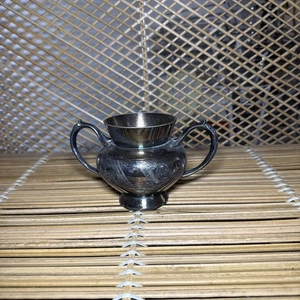 Zuccheriera aperta vintage Poole Silver Co Art Nouveau quadruplo piatto argento - Foto 1 di 6