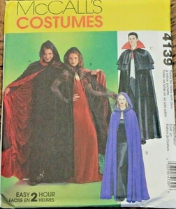 McCall's 4139 Misses Men Boy Vampire Witch Hooded / Collar Cape Pattern S-M-L-XL - Picture 1 of 4