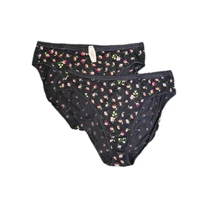 Neu mit Etikett Victoria's Secret Größe Large Slip hohes Bein Blumenmuster Baumwollhöschen - 2 Paar - Bild 1 von 5