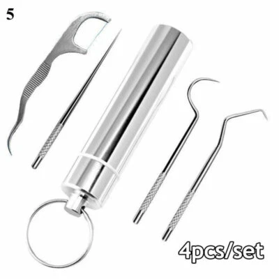 Palillo de dientes de acero inoxidable palillo de dientes de metal reutilizable soporte impermeable portátil Foto 1 de 4