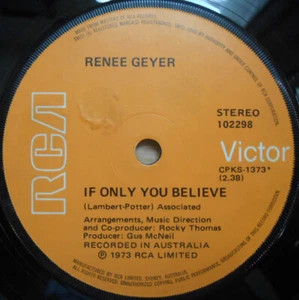 Renne Geyer ORIG OZ 45 If only you believe VG+ '73 RCA 102298 Soul Funk - Picture 1 of 1