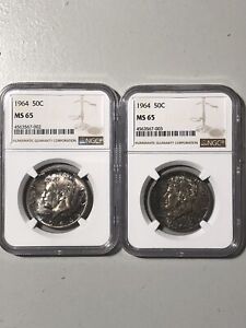 1964 Kennedy Half Dollar End Roll Set NGC MS65 Beautifully Toned