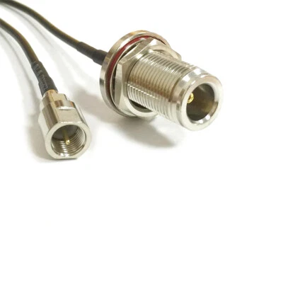 FME male to N type female bulkhead RF jumper cable RG174 20cm for Wifi work NEW - Image 1 of 4