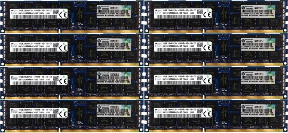 8x HPE HP 16GB 715274-001 712383-081 708641-B21 ECC REG RAM PC3-14900R f. Gen8 - Bild 1 von 1
