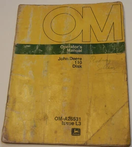 John Deere Modell 110 Scheibenegge, Original-Zubehör-Hersteller Bedienungsanleitung - Bild 1 von 1