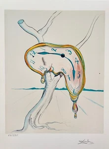 Salvador Dali MELTING CLOCK SOFTWATCH Facsimile Signed & Numbered Giclee 12"x17" - Picture 1 of 8