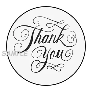 30 THANK YOU ENVELOPE SEALS LABELS STICKERS 1.5" ROUND PARTY FAVOR black & white - Picture 1 of 1
